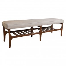 Rectangular wood bench with upholstered seat 
